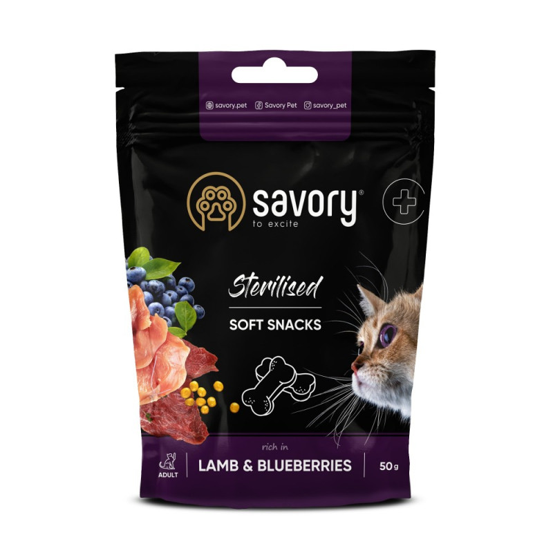 Savory Cat Sterilised Soft Snack лакомство для кошек с ягненком 50 гр