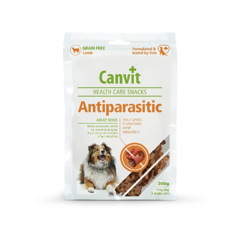 Canvit Antiparasitic лакомство для собак с пробиотиками и ягненком, 200 гр
