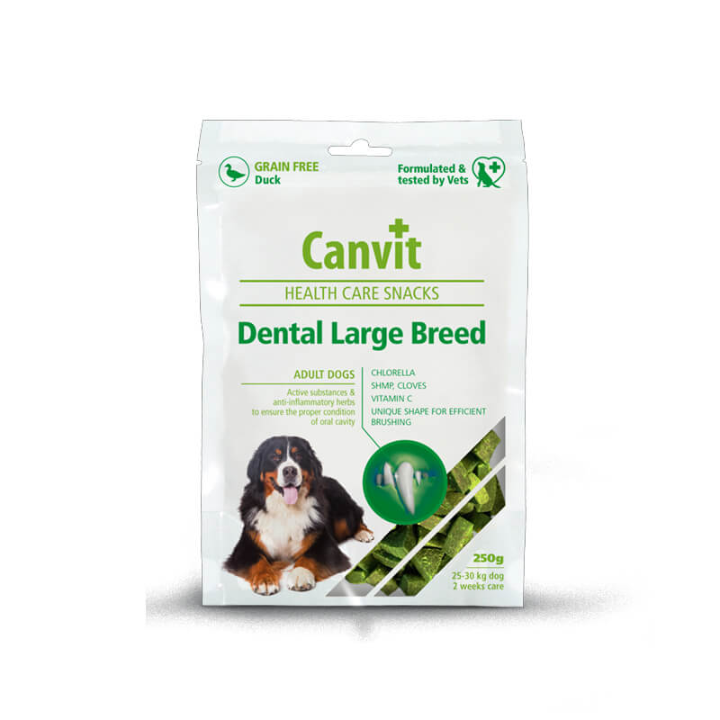 Canvit Dental Large Breed лакомство для собак больших пород для здоровья зубов, 250 гр