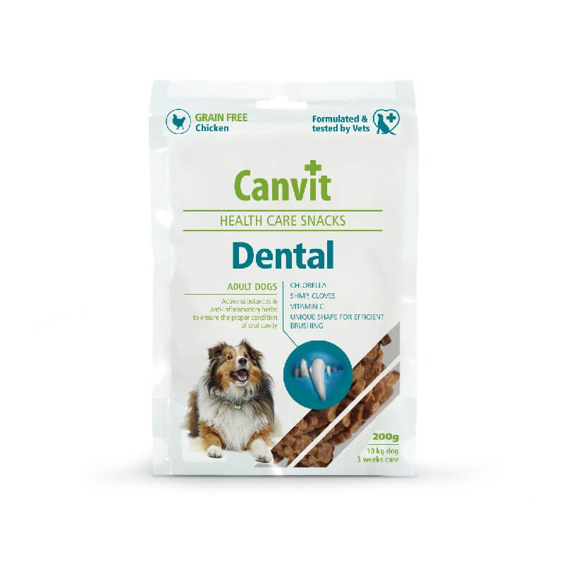 Canvit Dental лакомство для собак для здоровья зубов с курицей, 200 гр
