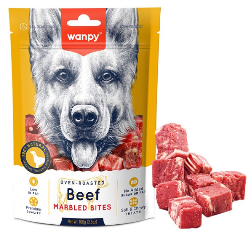 Wanpy Beef Marbled Bites лакомство для собак кубики из говядины, 100 гр