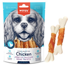 Wanpy Chicken Jerky & Calcium Bone Twists лакомство для собак с курицей, 100 гр