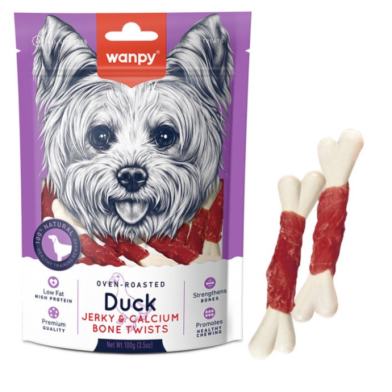 Wanpy Duck Jerky & Calcium Bone Twists ласощі для собак з качкою, 100 гр