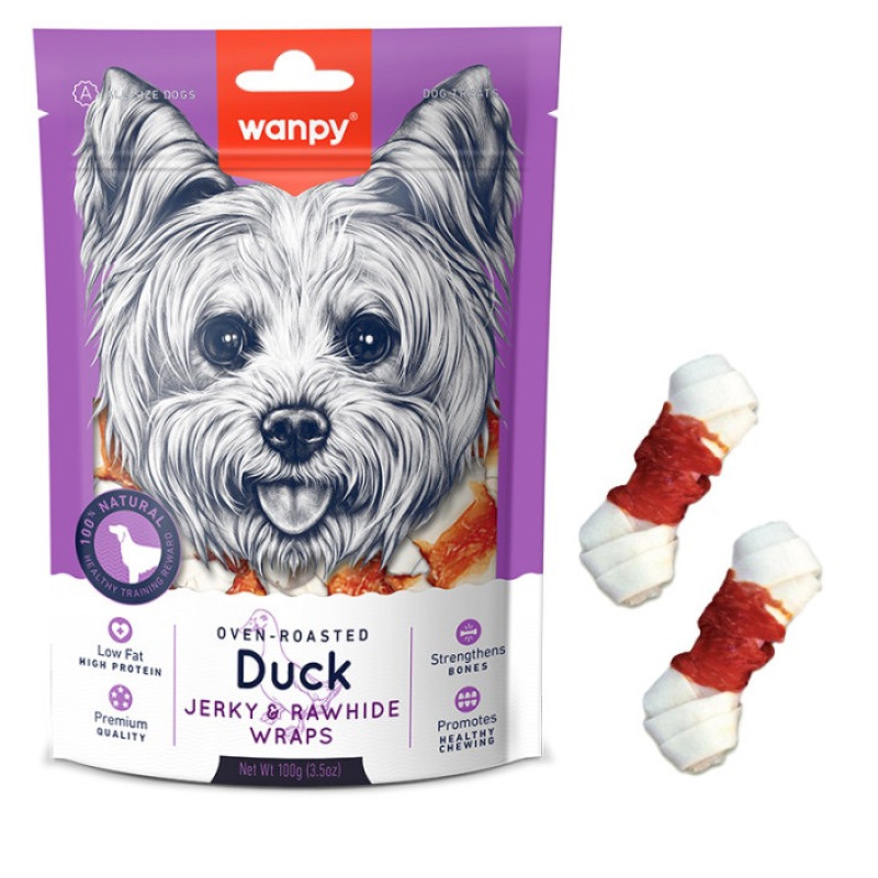Wanpy Duck Jerky & Rawhide Wraps лакомство для собак с уткой, 100 гр