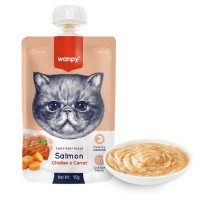 Wanpy Salmon Chicken & Carrot крем-суп для котов с курицей и лососем, 90 гр