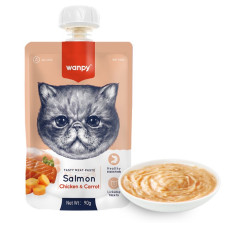 Wanpy Salmon Chicken & Carrot крем-суп для котов с курицей и лососем, 90 гр