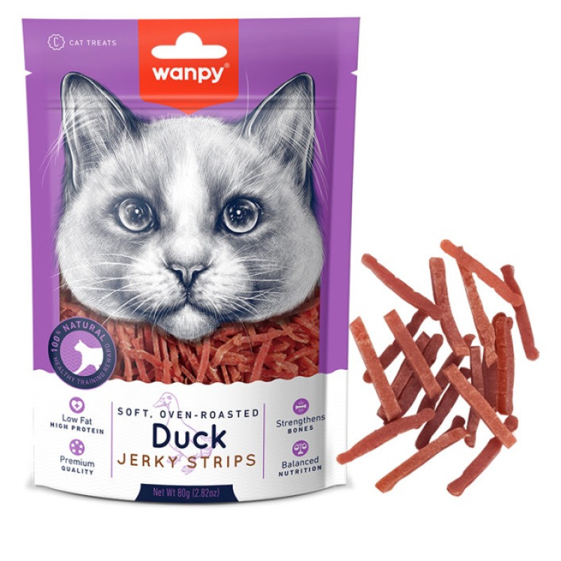 Wanpy Soft Duck Jerky Strips лакомство для кошек с уткой, 80 гр