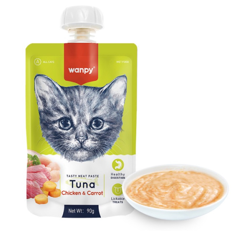 Wanpy Tuna Chicken & Carrot крем-суп для котов с тунцом и курицей, 90 гр