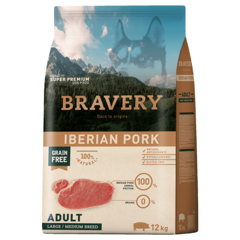 Bravery Adult Large & Medium Iberian Pork сухий корм зі свининою для собак середніх та великих порід 12 кг