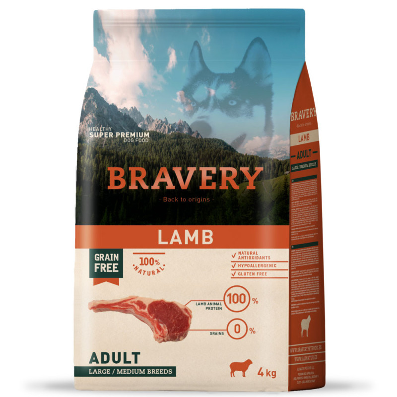 Bravery Adult Large & Medium Lamb сухой корм с ягненком для собак средних и крупных пород 4 кг