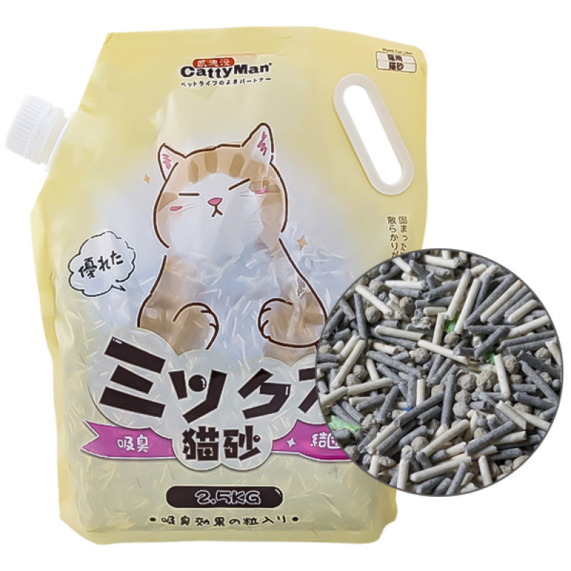 CattyMan Mixed Cat Litter соевый наполнитель для кошачьего туалета с добавлением активированного угля и бентонита 2.5 кг