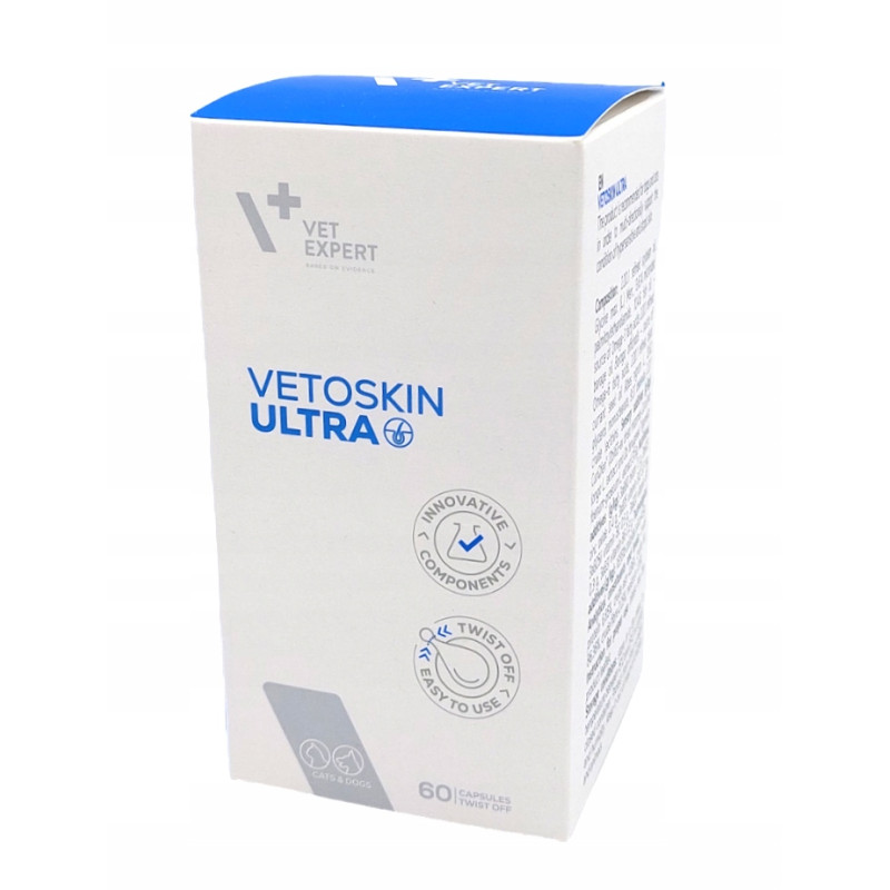 VetExpert VetoSkin Ultra витамины для здоровья кожи и шерсти у собак и кошек, 60 табл