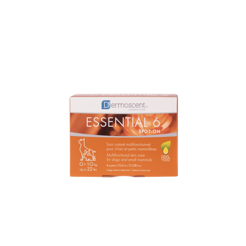Dermoscent Essential 6 spot-on краплі для здоров'я шкіри та шерсті у собак малих порід, 4 шт