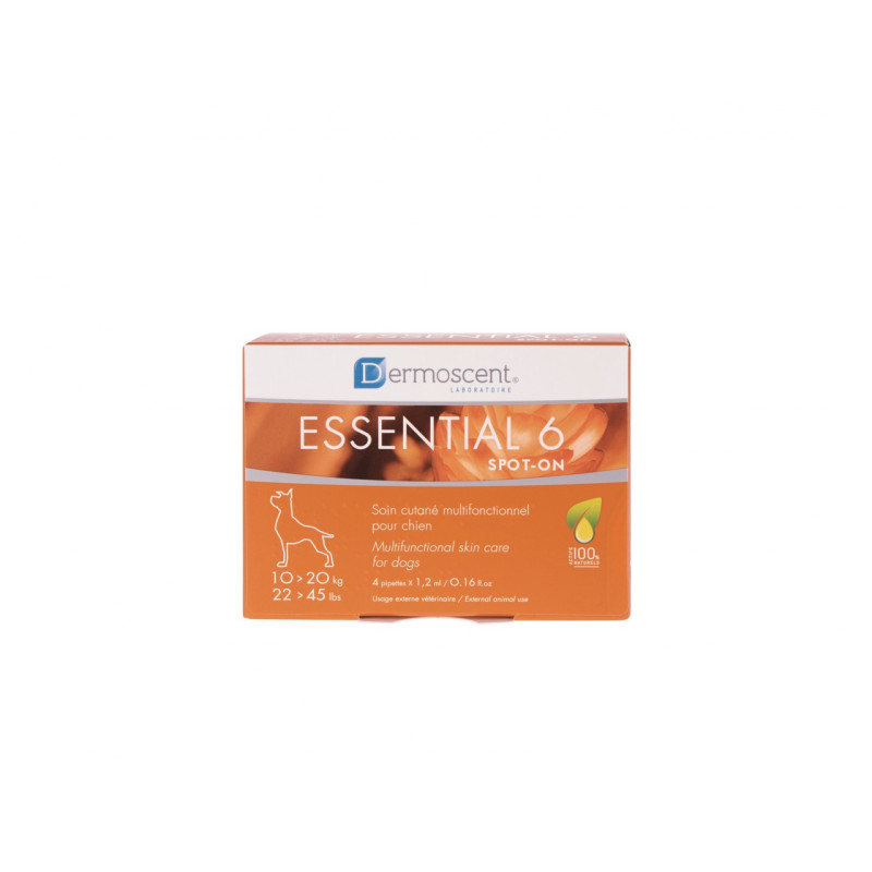Dermoscent Essential 6 spot-on капли для здоровья кожи и шерсти у собак средних пород, 4 шт