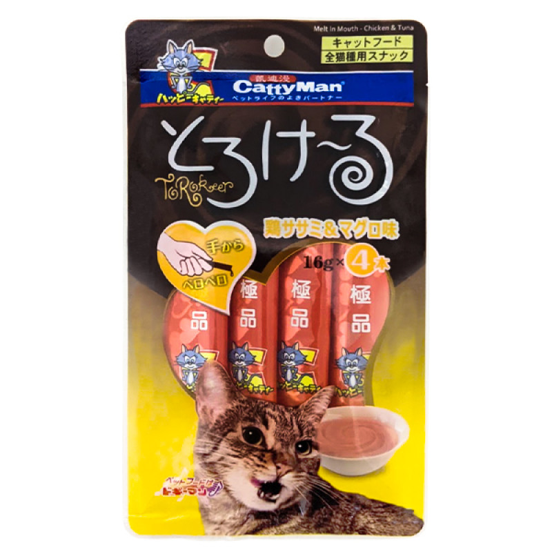 CattyMan Chicken & Tuna ласощі для котів з куркою та тунцем, 4 шт х 16 гр
