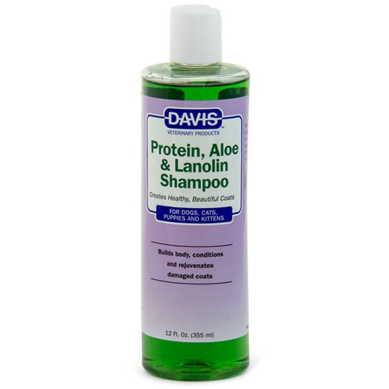 Davis Protein & Aloe & Lanolin шампунь с ланолином для питания шерсти собак и кошек, 355 мл