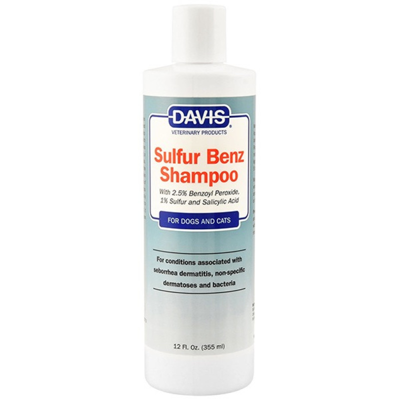 Davis Sulfur Benz Shampoo шампунь против себорейного дерматита и неспецифического дерматоза для собак и кошек, 355 мл
