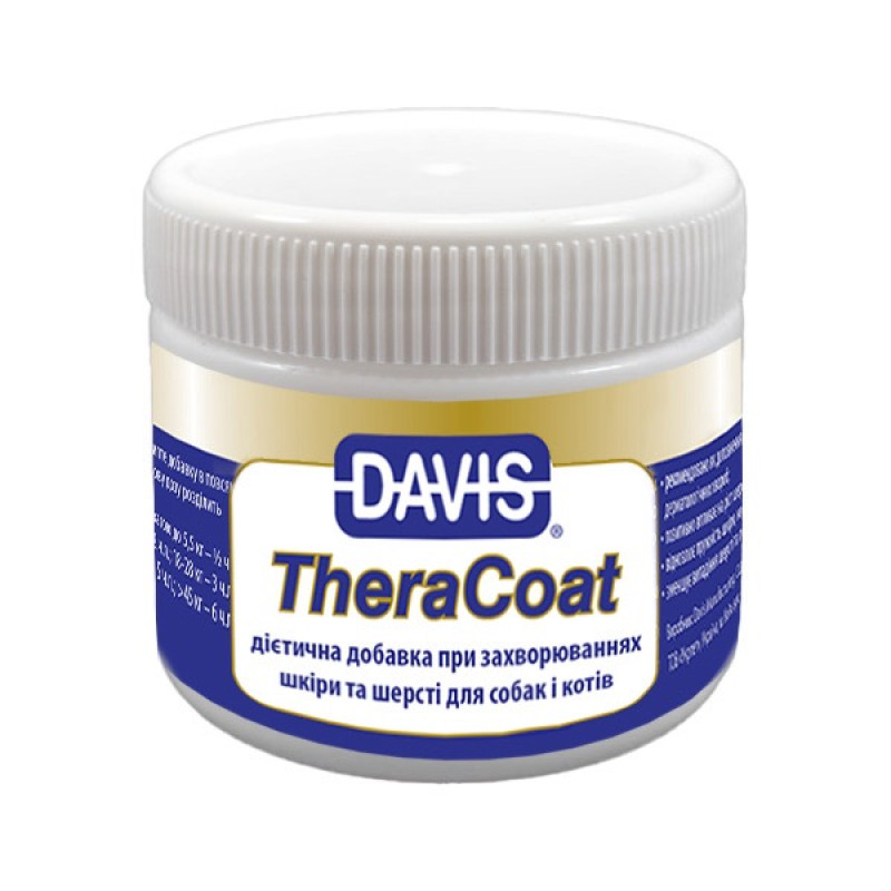 Davis TheraCoat добавка для улучшения состояния кожи и шерсти у собак и кошек, 75 гр