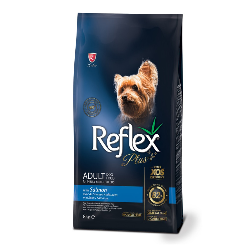 Reflex Plus Dog Adult Mini & Small Breeds Salmon сухой корм с лососем для собак малых пород, 8 кг