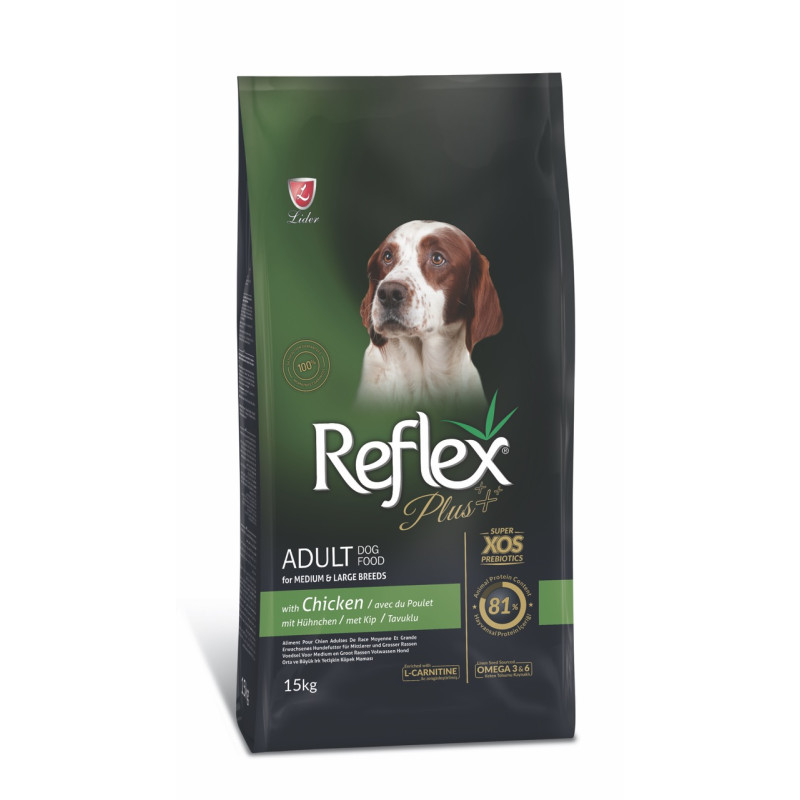 Reflex Plus Dog Adult Medium & Large Breeds Chicken сухий корм з куркою для собак середніх і великих порід, 15 кг