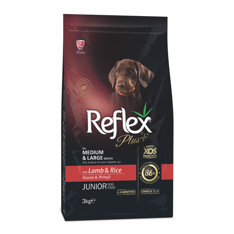 Reflex Plus Junior Medium & Large Breeds Lamb & Rice сухий корм з ягнятком для цуценят середніх та великих порід, 3 кг