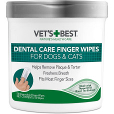 Vet's Best Dental Care Finger Wipes серветки для догляду за зубами собак та котів, 50 шт