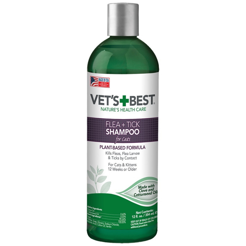 Vet's Best Flea & Tick Shampoo For Cats шампунь от блох и клещей для кошек, 355 мл