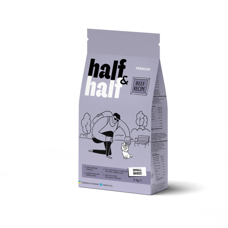 Half&Half Adult Dogs Small Breed сухой корм с говядиной для взрослых собак малых пород 2 кг