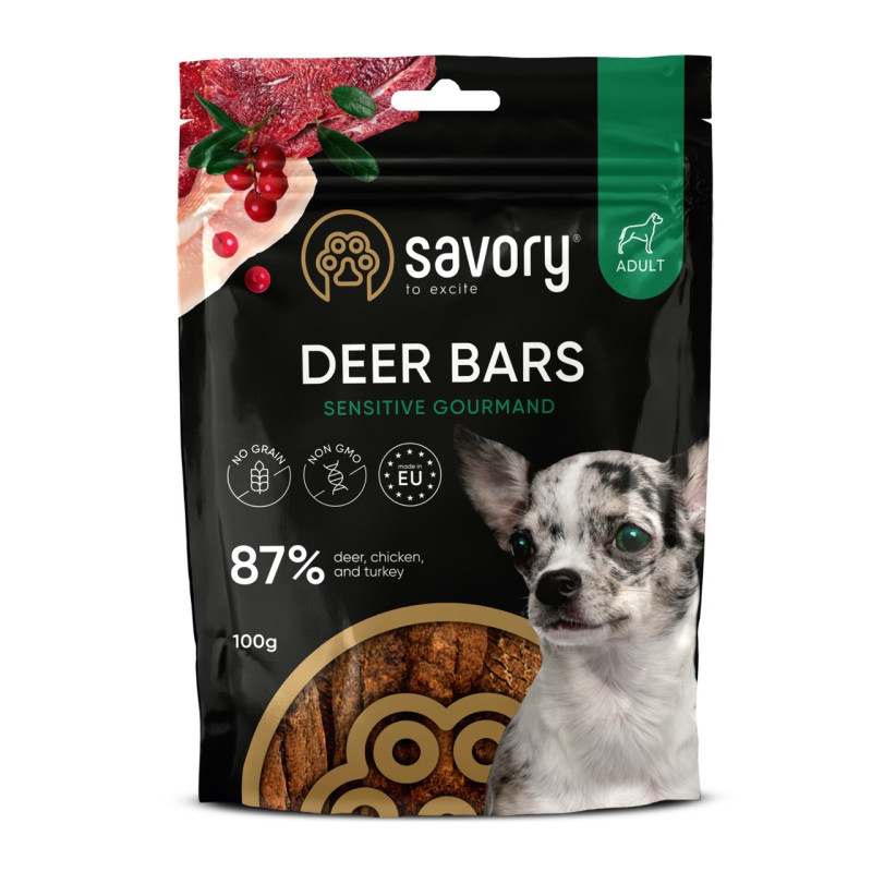 Savory Bars With Venison лакомство для собак с олениной, 100 гр