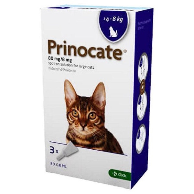 Принокат KRKA (Prinocat KRKA) капли от блох, клещей и глистов для кошек весом 4-8 кг.