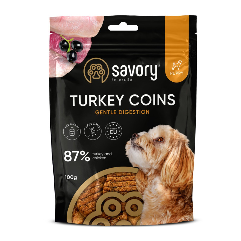 Savory Puppy Coins With Turkey лакомство для щенят с индейкой, 100 гр