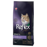 Reflex Plus Cat Adult Skin Care сухой корм с лососем для здоровья кожи и шерсти у котов, 15 кг