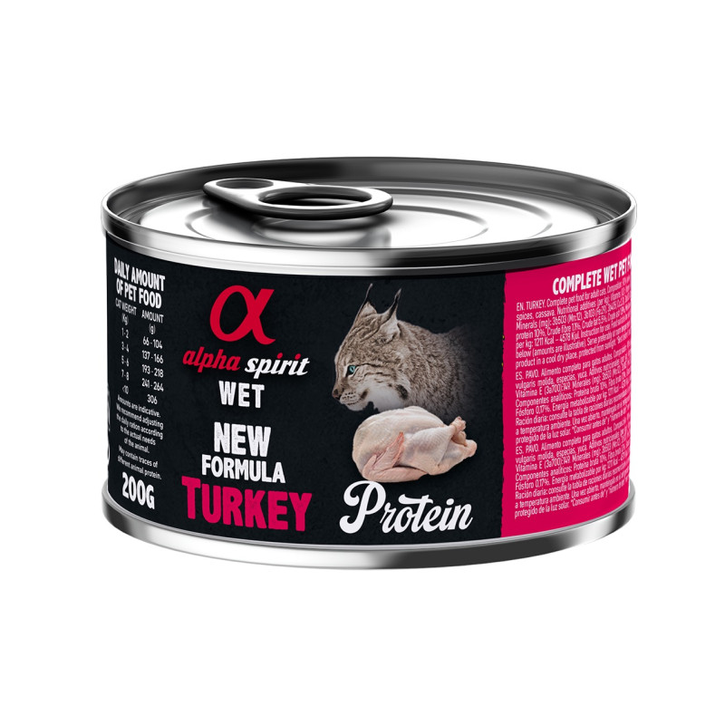 Alpha Spirit Turkey for Adult Cat влажный корм с индейкой для котов 200 гр