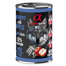 Alpha Spirit Anchovy with Red apple влажный корм с анчоучами для взрослых собак 400 гр