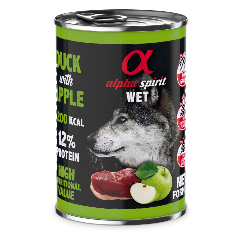 Alpha Spirit Duck with Green Apple влажный корм с уткой для взрослых собак 400 гр