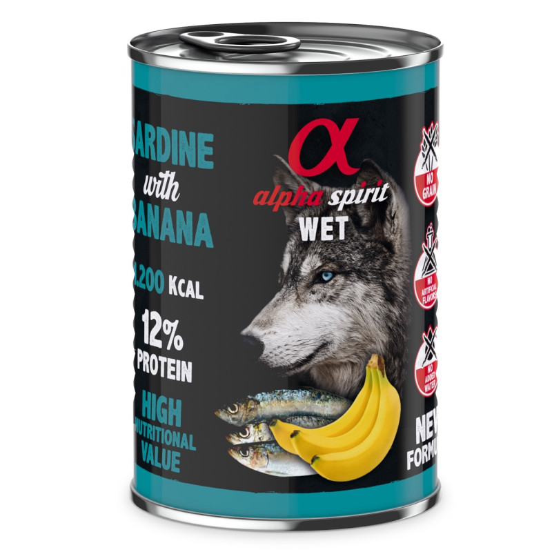 Alpha Spirit Sardine with Banana вологий корм із сардиною для дорослих собак 400 гр