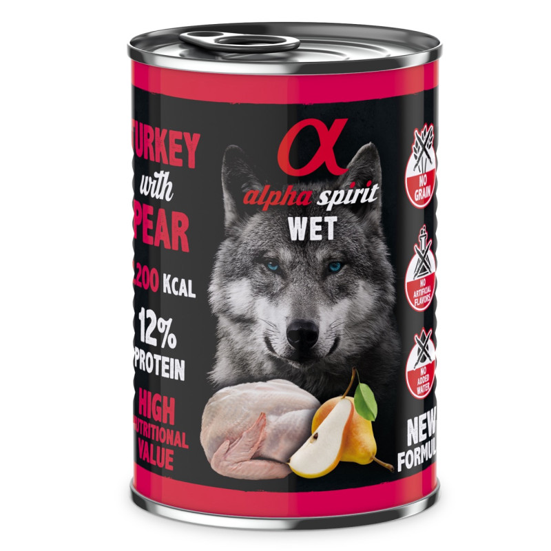 Alpha Spirit Turkey with Pear влажный корм с индейкой для взрослых собак 400 гр