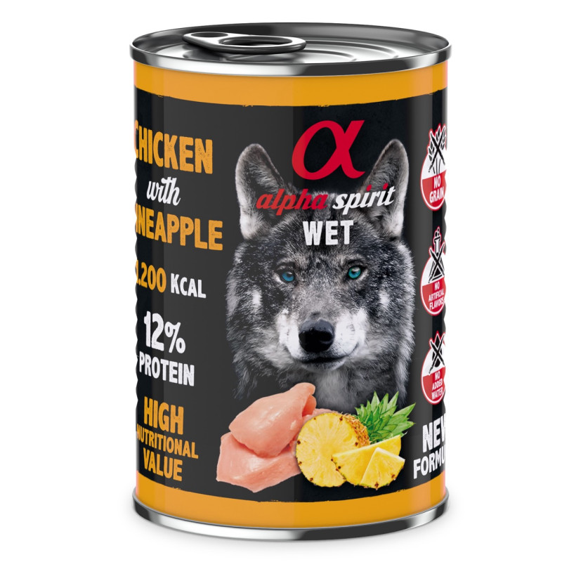 Alpha Spirit Chicken with Paineapple влажный корм с курицей для взрослых собак 400 гр