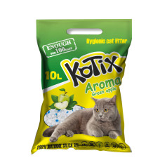Kotix силикалевый наполнитель для кошачьего туалета с ароматом яблока 10 л