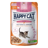 Happy Cat Beutel Kitten Junior L-Ente влажный корм с уткой для котят, 85 гр