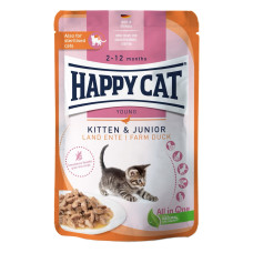 Happy Cat Beutel Kitten Junior L-Ente влажный корм с уткой для котят, 85 гр