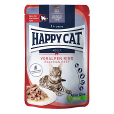 Happy Cat Beutel Voralpen Rind вологий корм з яловичиною для котів, 85 гр