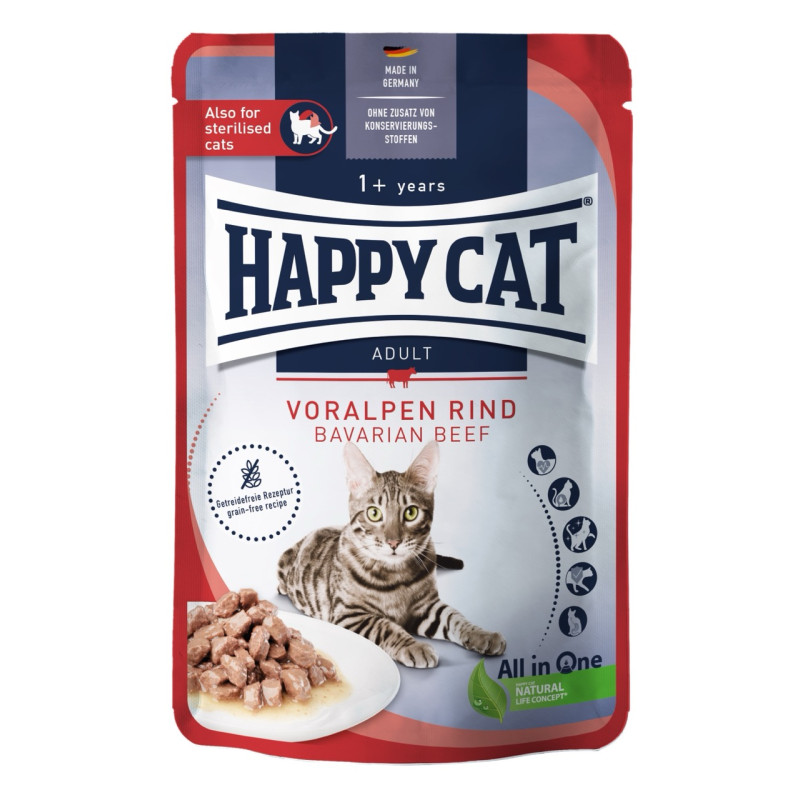 Happy Cat Beutel Voralpen Rind вологий корм з яловичиною для котів, 85 гр