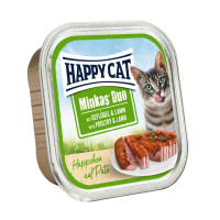 Happy Cat Minkas Duo Geflugel + Lamm влажный корм с ягнятиной и птицей для котов, 100 гр