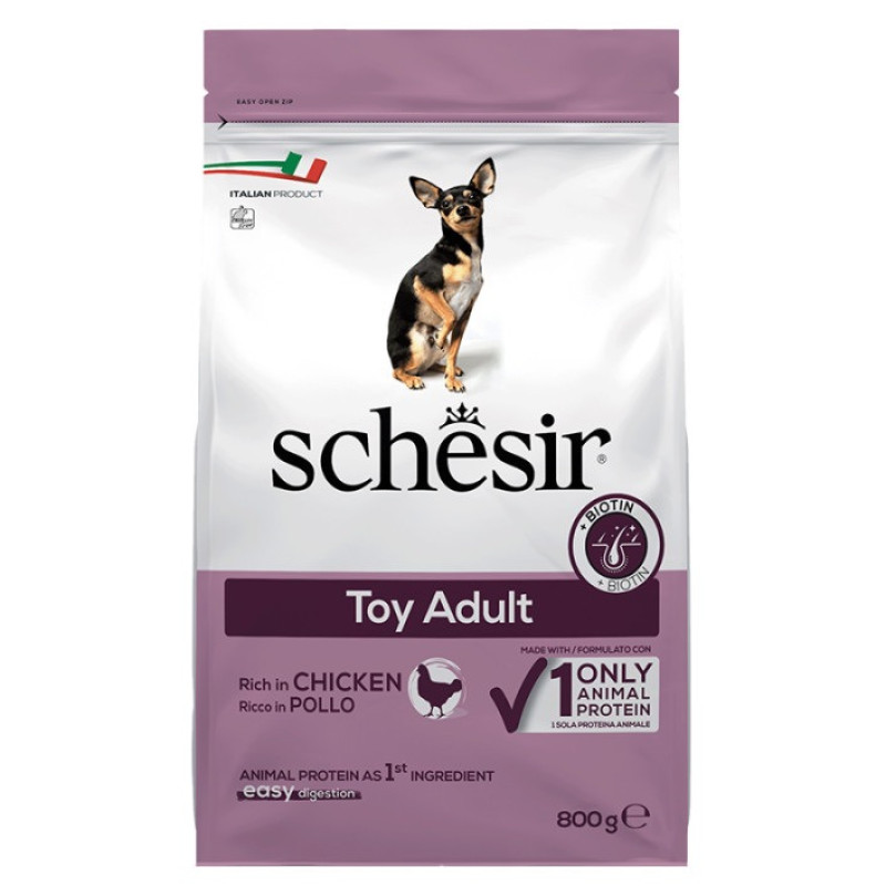 Schesir Dog Toy Adult сухий корм з куркою для собак мініатюрних порід, 800 гр