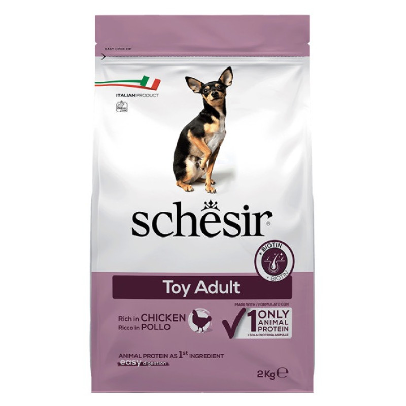 Schesir Dog Toy Adult сухий корм з куркою для собак мініатюрних порід, 2 кг