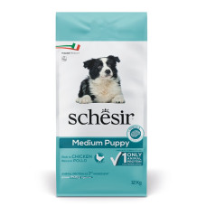 Schesir Dog Medium Puppy сухий корм з куркою для цуценят середніх порід, 12 кг