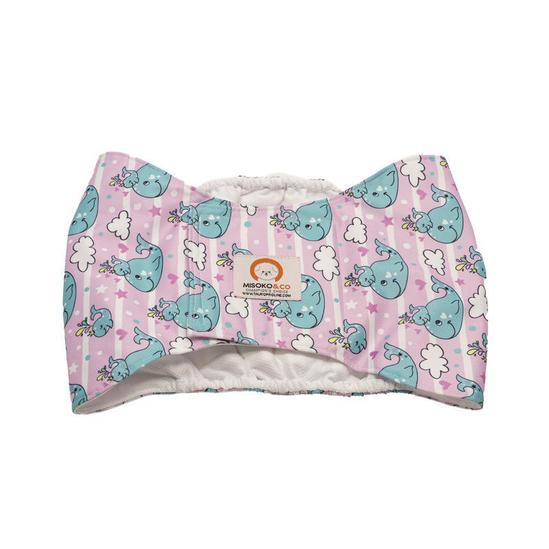 Misoko&Co многоразовый подгузник для кобелей, рисунок киты, размер XL
