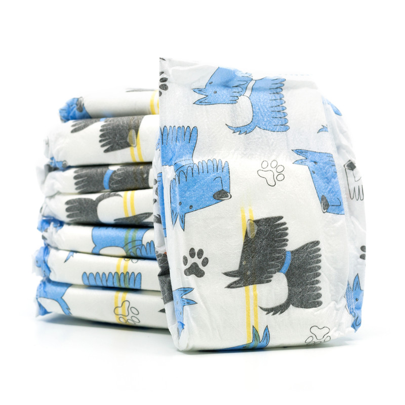 Misoko&Co одноразовий підгузник для кобелів з індикатором вологості та ароматом лимона, малюнок цуценята, розмір L