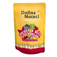 Dolina Noteci Superfood Cat Chicken & Beef with Sea Bream влажный корм для котов с курицей, говядиной и дорадо, 85 гр